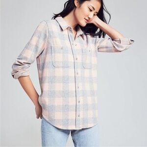 Faherty Pink and Gray Plaid Button Down Shirt